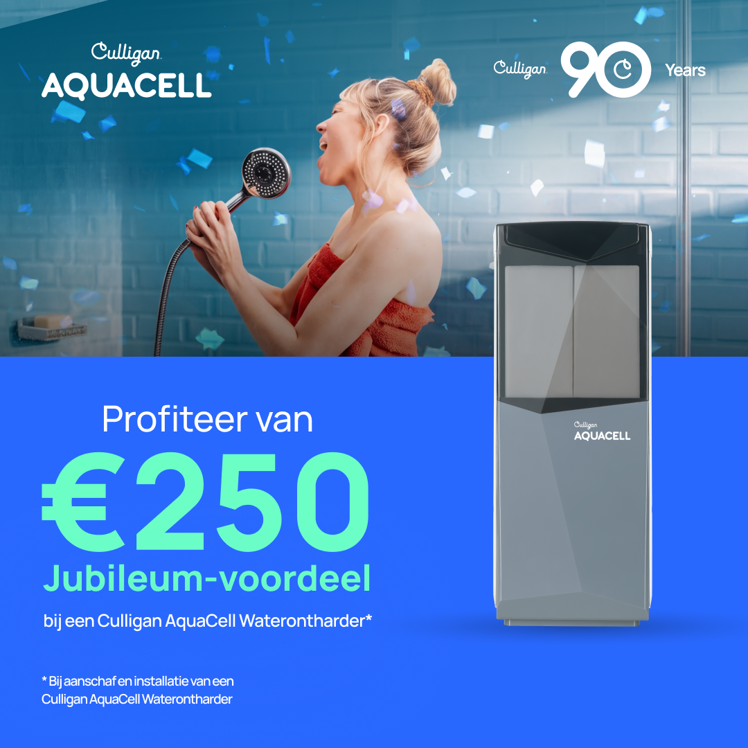 Profiteer van €250 jubileumvoordeel bij een Culligan AquaCell waterontharder